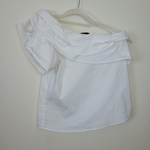Auqa One Shoulder White Ruffle Top Size XS - Picture 4 of 7